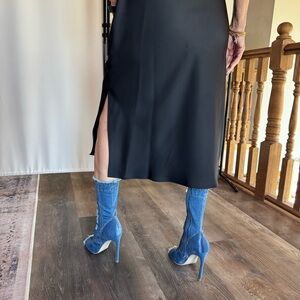Stylish Blue Heeled Boots